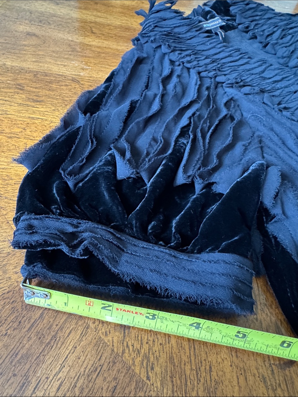 BCBGMaxAzria Black Textured Ruffle Open-Front Jacket - Picture 8 of 9